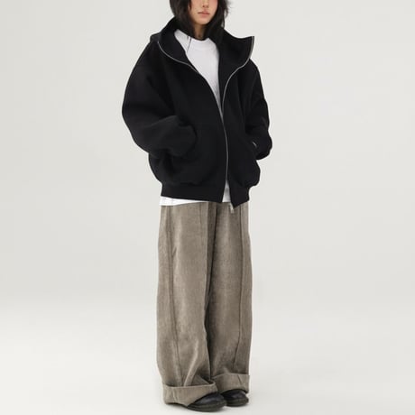 oversized high neck zip hoodie /2color　NK1965
