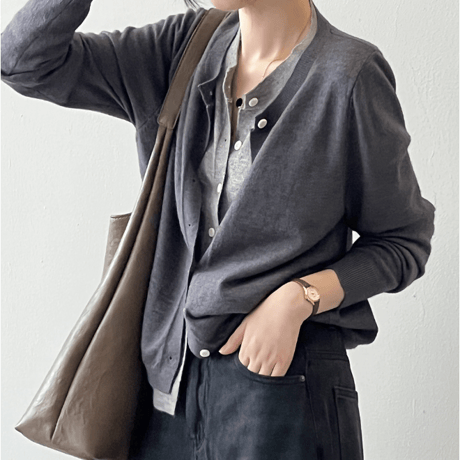 layered design knit cardigan /3color　NK1988