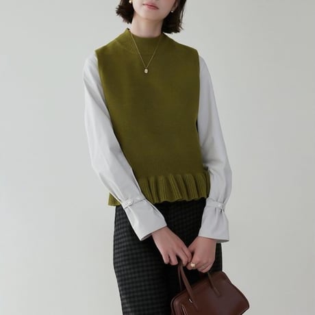 high neck peplum knit vest　NK2069