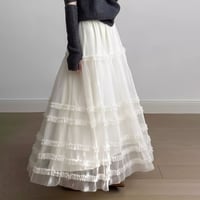 ribbon tulle tiered skirt /3color　NK2267