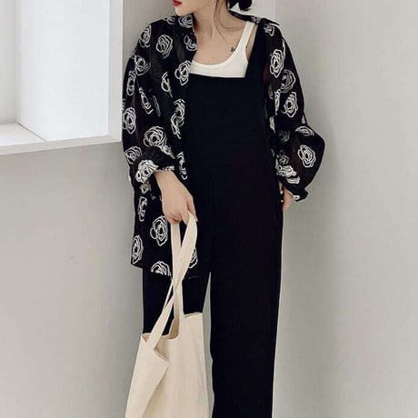 black wide salopette　NK1093
