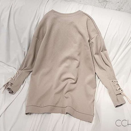 lace-up sleeve pullover　NK1090