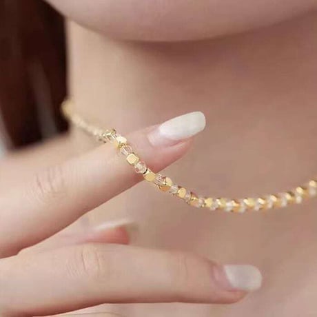 gold and clear chain necklace　NK1222