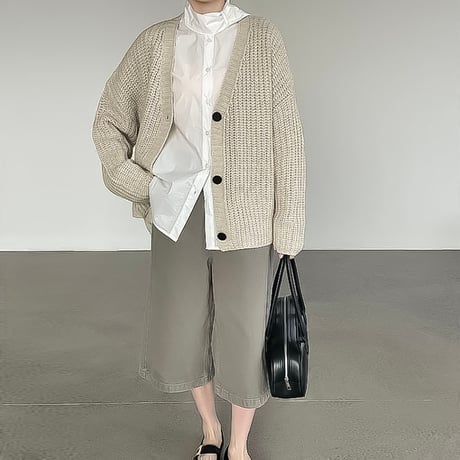 chunky knit vneck cardigan /3color　NK2191