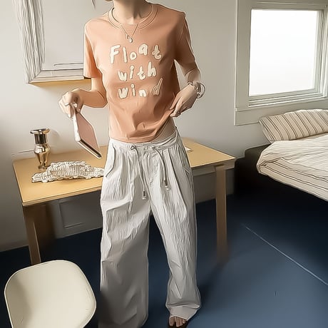 drawstring wide pants /4color　NK2365