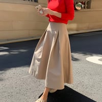 tuck flare long skirt /3color　NK2154