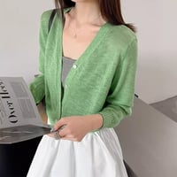 v neck sheer knit cardigan /3color　NK2286