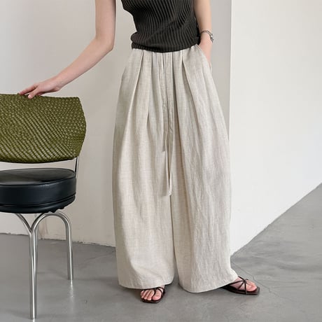 relaxed wide linen pants /2color　NK2224