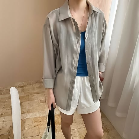 back slit relaxed sheer shirt /3color　NK2281