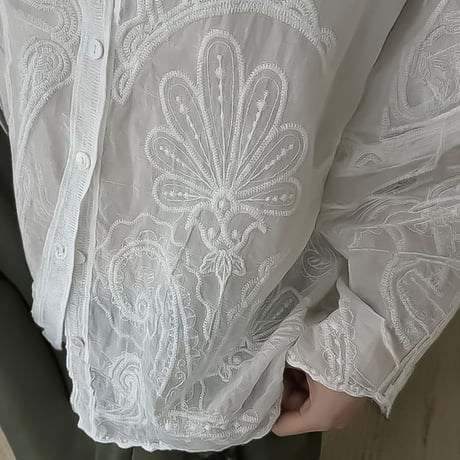embroidery lace relaxed shirt　NK2239