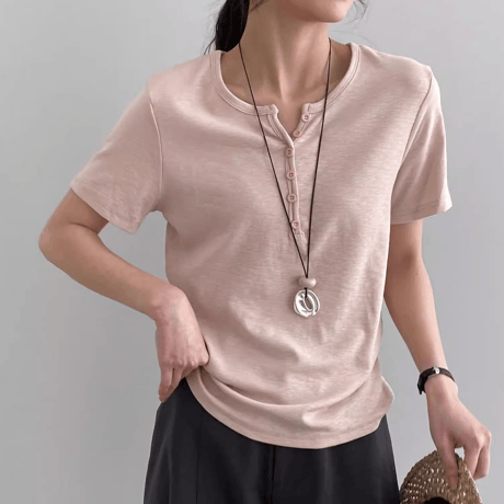 henley neck relaxed tee /5color　NK2247
