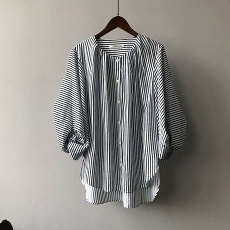 balloon sleeve stripe blouse　NK1071