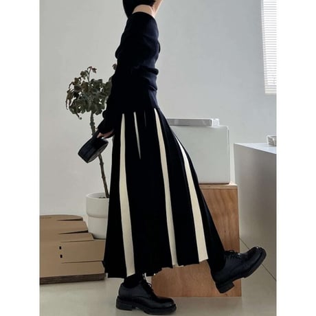 bicolor pleated skirt /2color　NK1388
