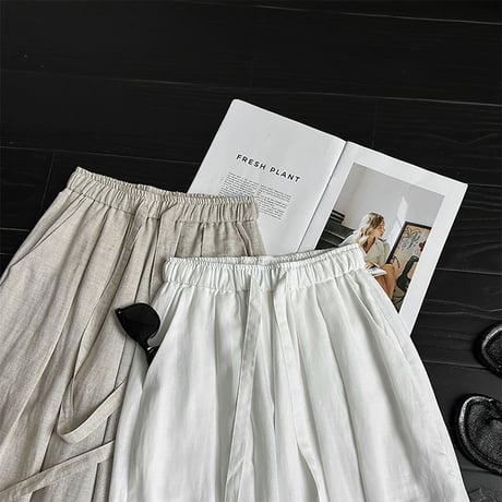 relaxed wide linen pants /2color　NK2224