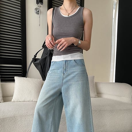 layered rib tight tanktop /5color　NK2236