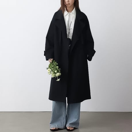 relaxed stand collar long coat /3color　NK2189