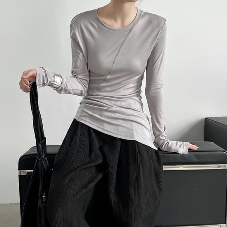 asymmetric long sleeve top /4color　NK1961
