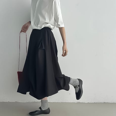 asymmetry tier gather skirt /2color　NK2296