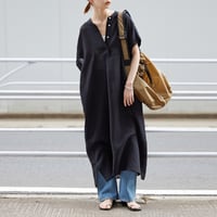 relaxed linen kaftan dress with pockets　NK1786