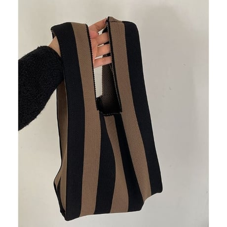 stripe square hand bag /2color　NK1598