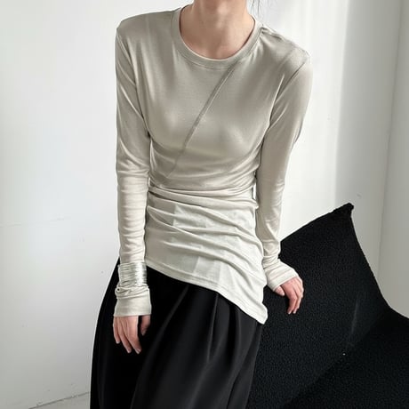 asymmetric long sleeve top /4color　NK1961