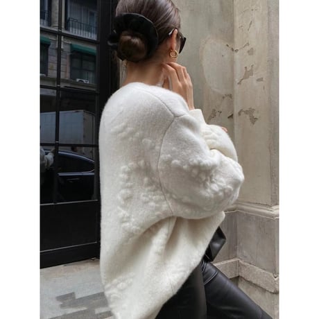 whit knit cardigan　NK1298