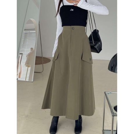 side pocket center slit skirt /2color　NK1383