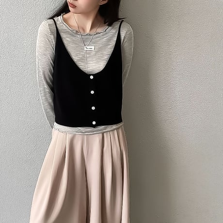 layered ruffle vest set /4color　NK2279