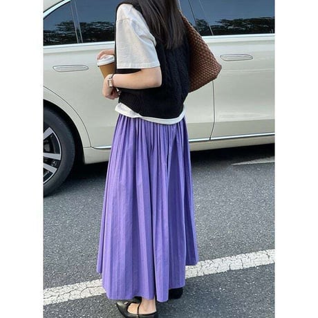 pleats maxi skirt /2color　NK1141