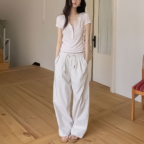drawstring wide pants /4color　NK2365