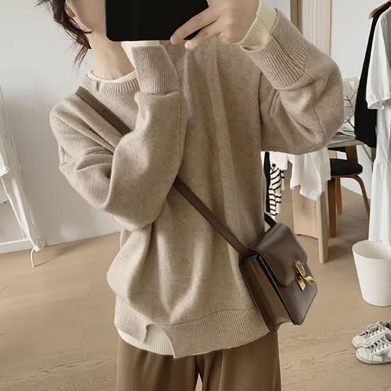 layered knit tops /4color NK1588 | HiLo＆HiLo