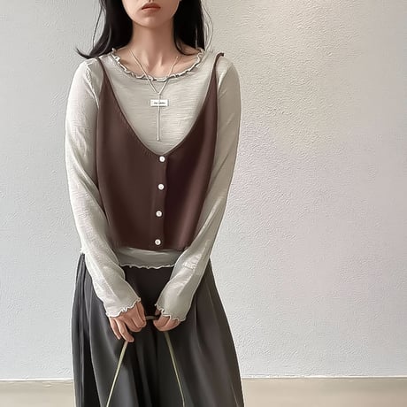 layered ruffle vest set /4color　NK2279