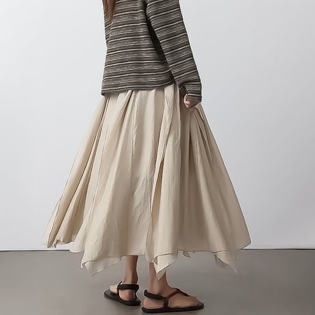 asymmetry flare layered skirt /2color　NK2304
