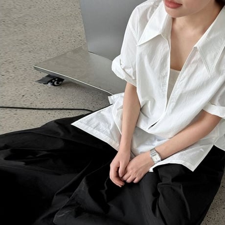 deep v-neck skipper shirt /2color　NK1821