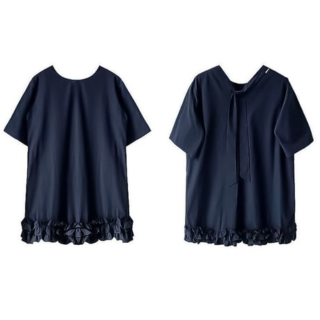 ruffle hem relaxed cotton tunic /2color　NK2246