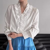 ruffle sleeve cotton blouse /2color　NK2288
