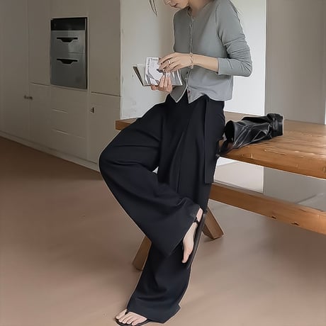 belted tuck wide pants /3color　NK2232
