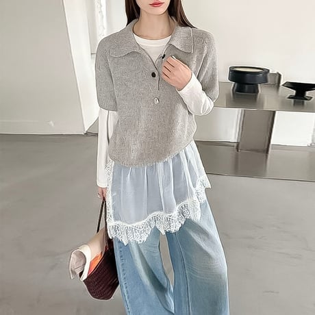 lace layered docking top　NK2183
