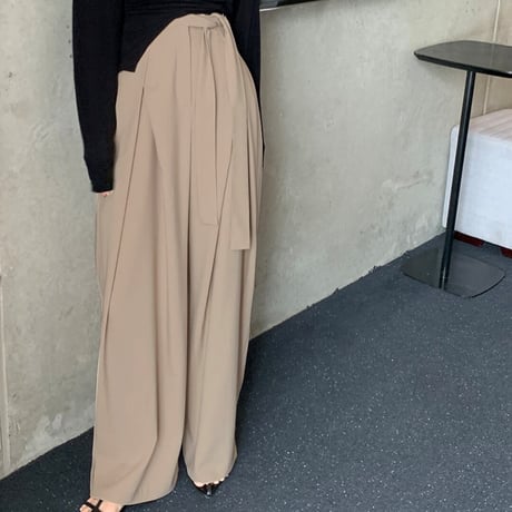 high waist ribbon wide pants /3color　NK1400