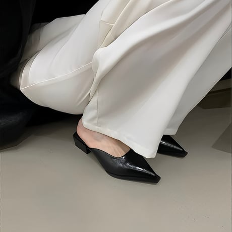 pointed toe block heel mules /3color　NK2174