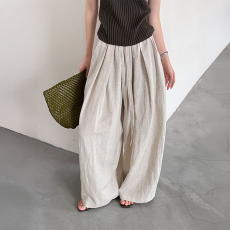 relaxed wide linen pants /2color　NK2224
