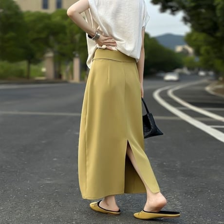 asymmetric waist drape skirt /2color　NK1947