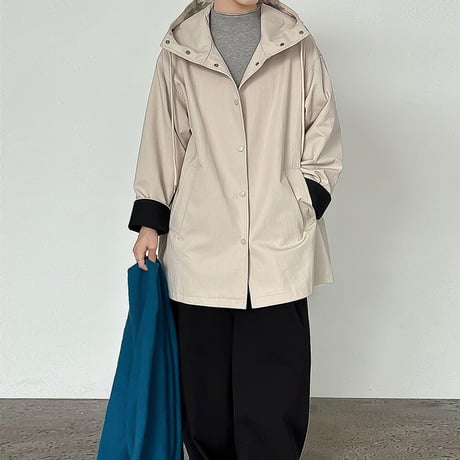 bicolor cuff hooded jacket /2color　NK2129