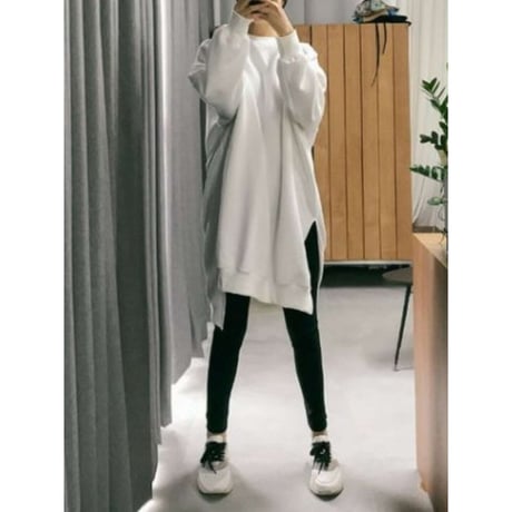 side slit over size sweatshirt clothes /4color　NK1310