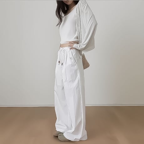 drawstring wide pants /4color　NK2365