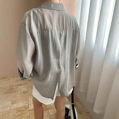 back slit relaxed sheer shirt /3color　NK2281