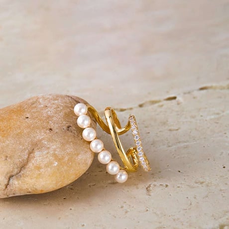 pearl stone ear clip　NK1255