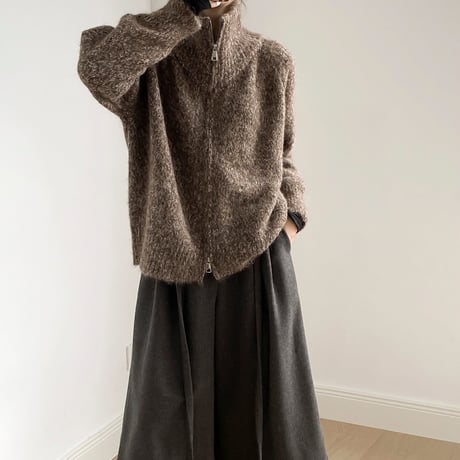 zip up melange knit cardigan /3color　NK2083