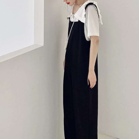 black wide salopette　NK1093