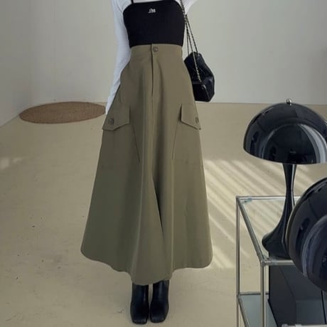side pocket center slit skirt /2color　NK1383